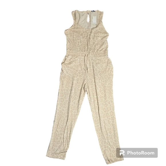 Splendid Ole Beige Leopard Print Sleeveless Jumpsuit - Picture 1 of 4
